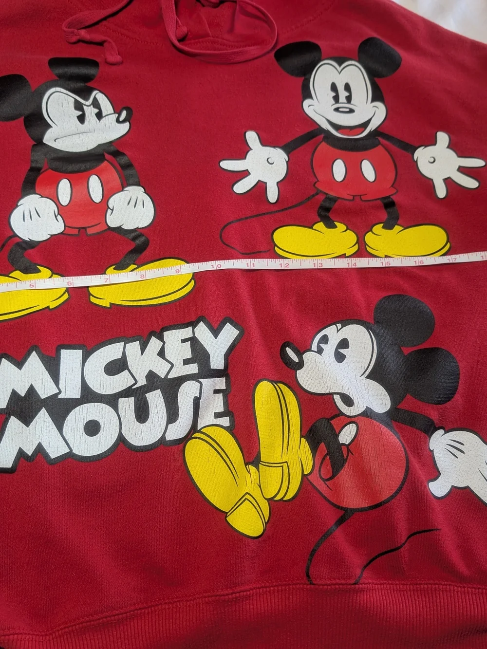 Disney Mickey Mouse Red Graphic Print Pullover Hoodie Teens/Kids Size Large